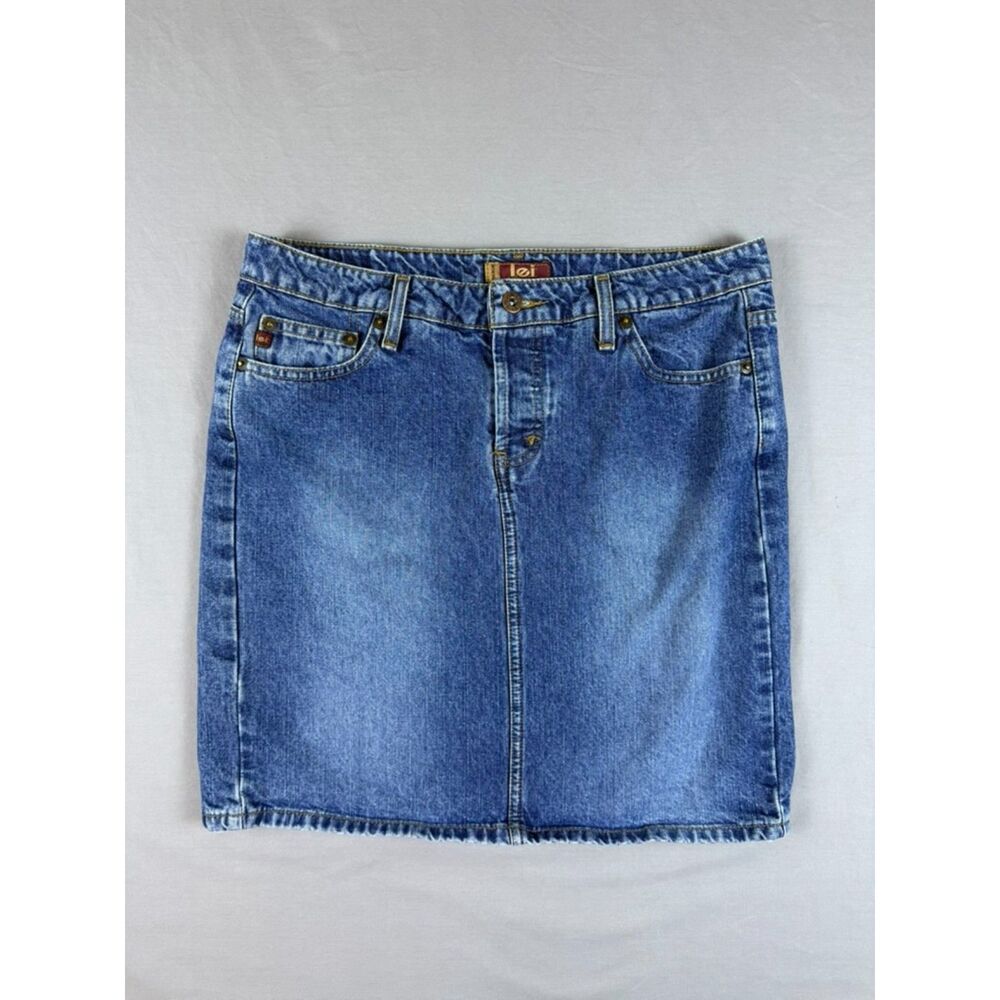 Vintage 90s/Y2K L.E.I. Button Fly Denim Skirt